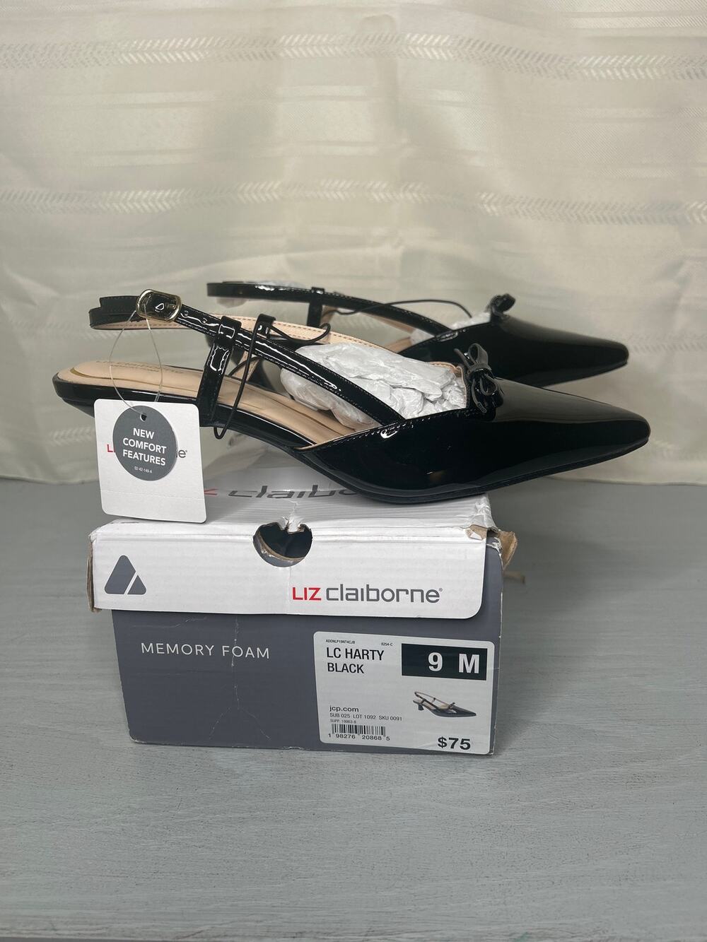 Liz Claiborne Harty Pointed Toe Cone Heel Pumps Black Womens Size 9